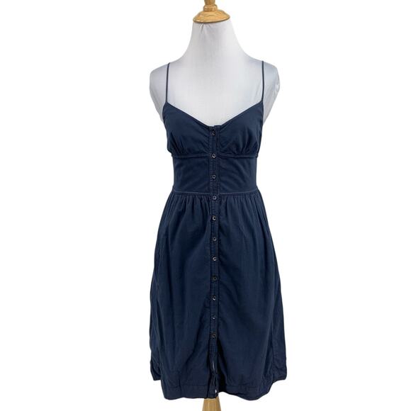 James Perse Dress Womens 2 Storm Cotton Button Front Fitted Bodice Lined Mini - Picture 1 of 13